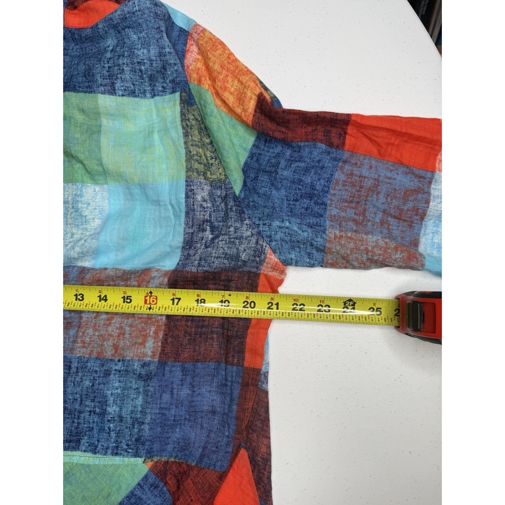 TERRA SJ Apparel XL Multicolor Patchwork Button-up Tunic Blouse Lagenlook -2807 - Picture 7 of 8